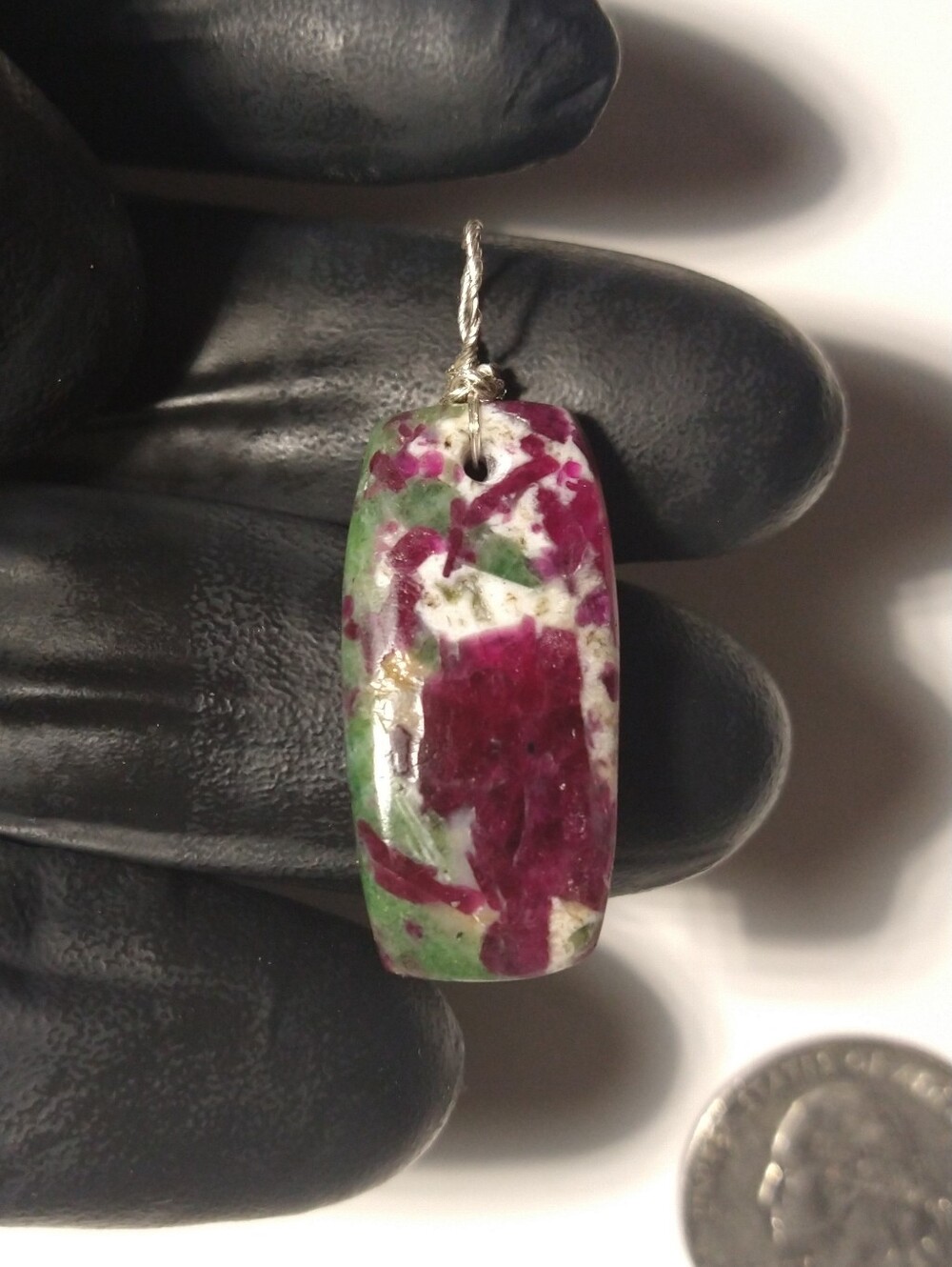 Natural Ruby, Zoisite Cabochon Sterling Silver Pendant